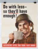 WWII RATIONING DO WITH LESS POSTER 1943