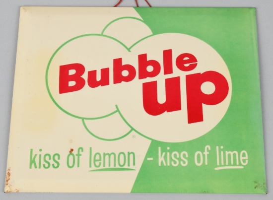 BUBBLE UP TIN OVER CARDBOARD SIGN