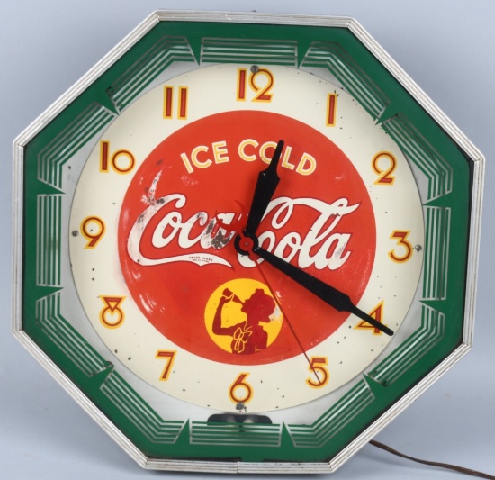 1930s COCA COLA Octagon NEON CLOCK