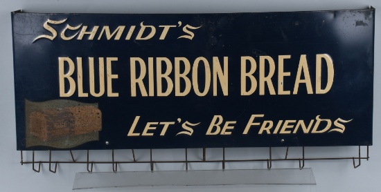SCHMIDT'S BLUE RIBBON BREAD TIN DISPLAY SIGN