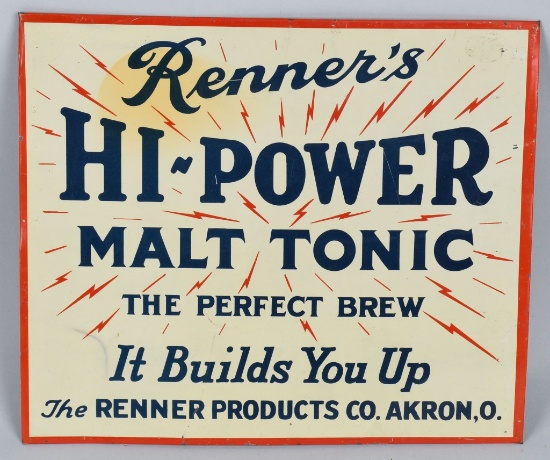 RENNER'S HI-POWER MALT TONIC TIN SIGN