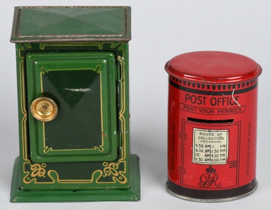 EARLY TIN POST OFFICE & SAFE BANK