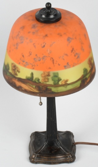 REVERSE PAINTED BOUDOIR LAMP