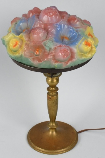 PAIRPOINT FLORAL PUFFY BOUDOIR LAMP