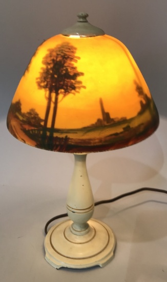 MOE BRIDGES REVERSE PAINTED BOUDOIR LAMP