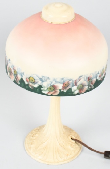 PAINTED MILK GLASS BOUDOIR LAMP