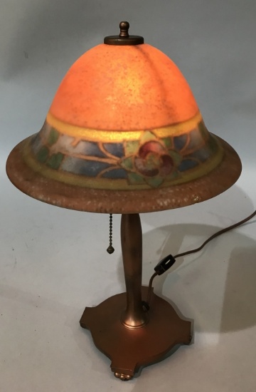 PAIRPOINT REVERSE PAINTED BOUDOIR LAMP