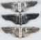 WWII LOT OF 3 BOMBARDIER WINGS IN STERLING 3 INCH