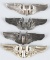 LOT OF 4 AERIAL GUNNER WINGS IN STERLING 3 INCH