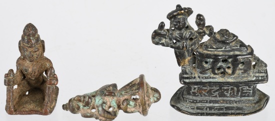 LOT OF 3 19th C INDIA ORISSA BUDDHIST FIGURES