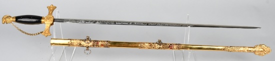KNIGHTS TEMPLAR MASONIC SWORD & SCABBARD BY AMES