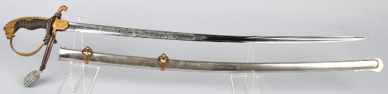 WW1 IMPERIAL GERMAN LION HEAD SWORD TRIPLE ENGRAVD