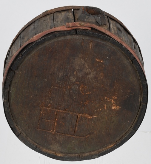 RARE EARLY US MAKER MARKED WOOD DRUM CANTEEN