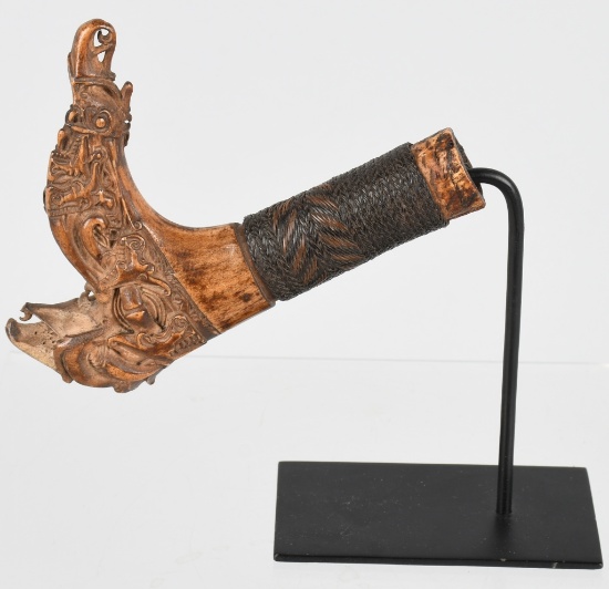 DAYAK BORNEO CARVED SWORD HANDLE ca. 19th C.