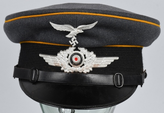 WWII NAZI LUFTWAFFE FLIGHT EM/NCO'S VISOR CAP
