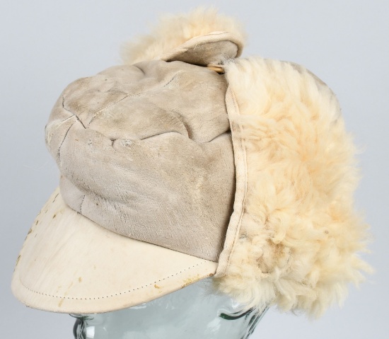 WWII NAZI GERMAN LUFTWAFFE FUR LEATHER WINTER CAP