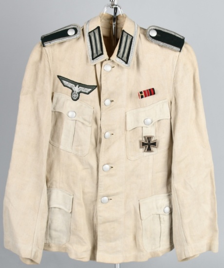 WWII NAZI GERMAN HBT WHITE SUMMER INFANTRY TUNIC