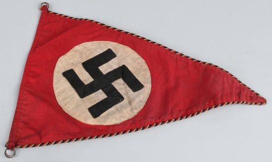 WWII NAZI GERMAN CAR PENNANT WITH UNUSUAL BORDER