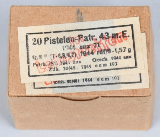 WWII NAZI GERMAN 43 M.E. KURZ 8MM AMMUNITION 1944