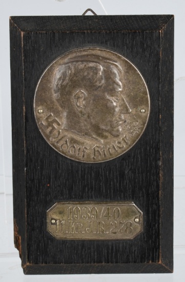 WWII NAZI GERMAN ADOLF HITLER REGIMENTAL PLAQUE