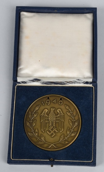 WWII NAZI GERMAN WAR SPORT MEDAL 2ND PLACE CASED