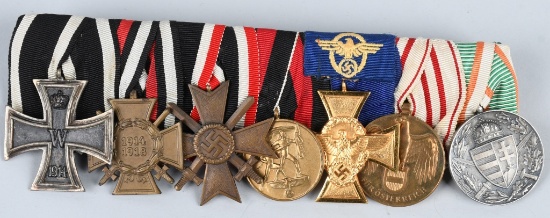 WWII NAZI GERMAN 7 PLACEMENT POLICE MEDAL BAR