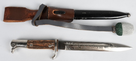 WWII NAZI GERMAN SINGLE ENGRAVED BAYONET