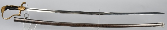WWII NAZI GERMAN LION HEAD OFFICERS SWORD BY WKC