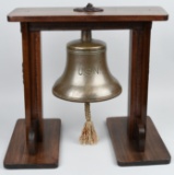 US NAVY SHIP'S BELL ON STAND USN MARKED