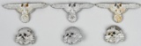 WWII NAZU GERMAN SS SET OF THREE EAGLES AND SKULLS