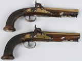 MATCHED PAIR SILVER MOUNTED FRENCH BELT PISTOLS