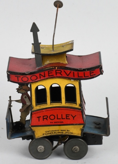 NIFTY TIN WINDUP TOONERVILLE TROLLEY