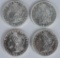 4- MORGAN 90% SILVER DOLLARS, UNC