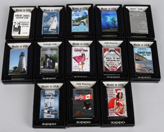 13- ZIPPO GREAT LAKES LIGHTER CLUB LIGHTERS