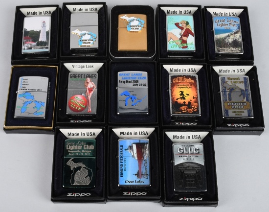 13- ZIPPO GREAT LAKES LIGHTER CLUB LIGHTERS