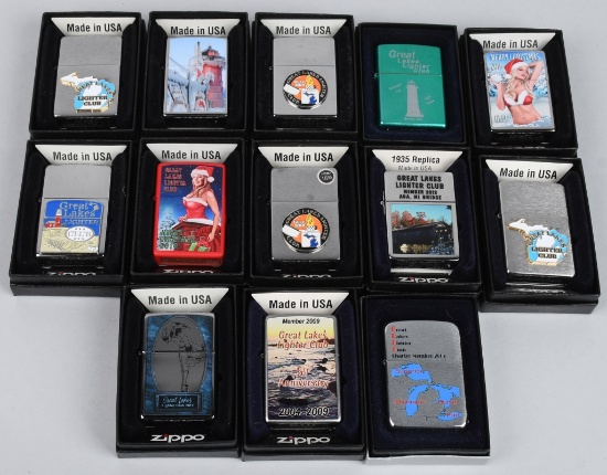 13- ZIPPO GREAT LAKES LIGHTER CLUB LIGHTERS