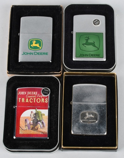 4- ZIPPO JOHN DEERE LIGHTERS