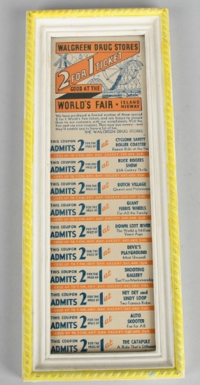 CHICAGO WORLDS FAIR WALGREENS MIDWAY TICKET
