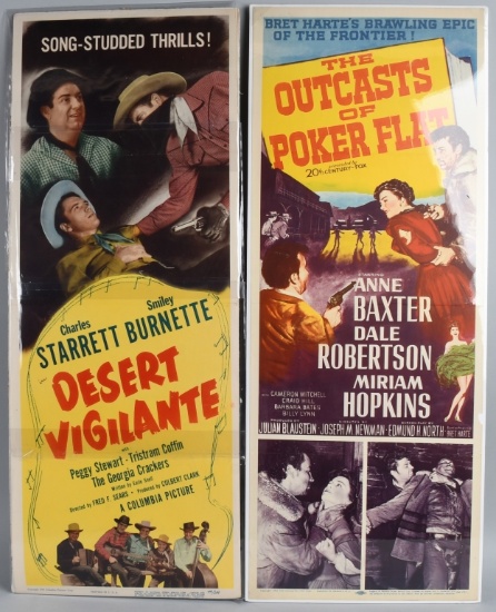 2- 1940s-50's WESTERN COLOR INSERT MOVIE POSTERS