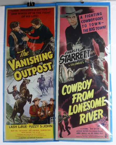 2- 1940s-50's WESTERN COLOR INSERT MOVIE POSTERS