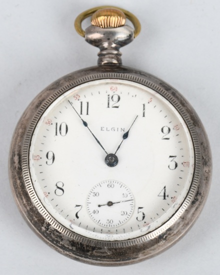 ELGIN POCKET WATCH STERLING CASE, 18-S, 17-J,1908