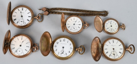 6- ANTIQUE POCKET WATCHES w/ HUNTER CASES