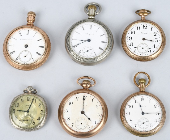 6- VINTAGE ELGIN POCKET WATCHES