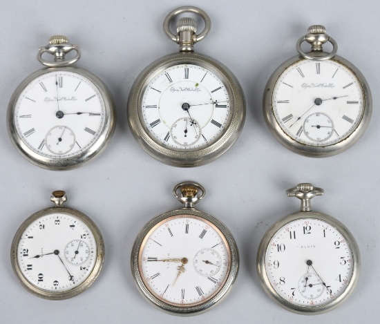 6- VINTAGE ELGIN POCKET WATCHES