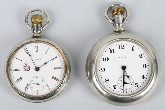 2- ELGIN POCKET WATCHES 18-S, 17-J & 15-J