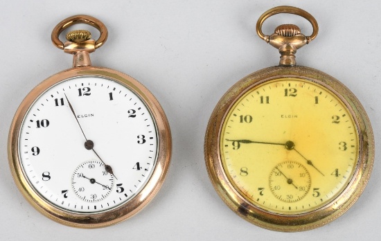 2- ELGIN POCKET WATCHES 16-S, 16-J & 7-J