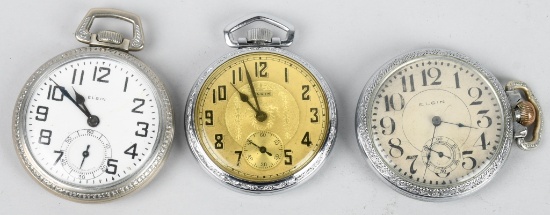 3- ELGIN POCKET WATCHES 16-S