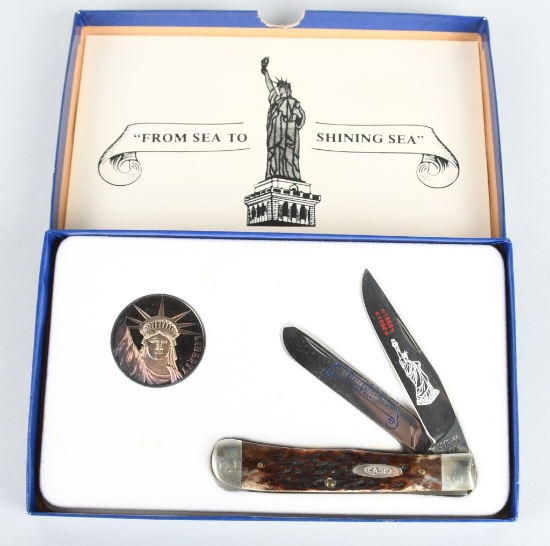 1986 CASE LIBERTY POCKET KNIFE & SILVER COIN