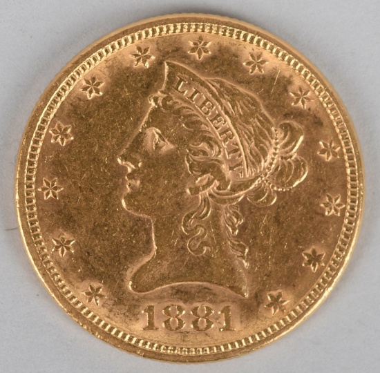 1881 LIBERTY $10.00 U.S. GOLD COIN