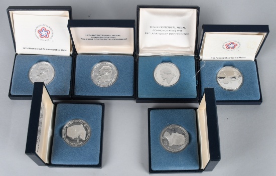 6- 1976 US BICENTENNIAL .925 SILVER MEDALS 6ozt